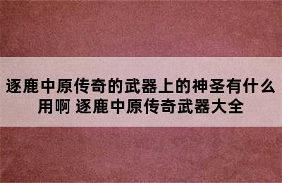 逐鹿中原传奇的武器上的神圣有什么用啊 逐鹿中原传奇武器大全